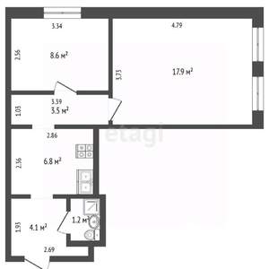2-к квартира, вторичка, 41м2, 1/1 этаж