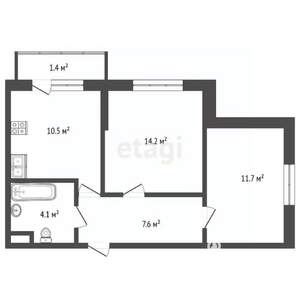 2-к квартира, вторичка, 49м2, 1/5 этаж