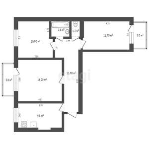 3-к квартира, вторичка, 65м2, 5/11 этаж