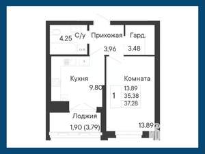 1-к квартира, вторичка, 37м2, 3/8 этаж