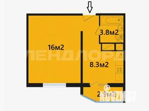 1-к квартира, вторичка, 34м2, 11/19 этаж