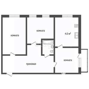 3-к квартира, вторичка, 75м2, 3/4 этаж