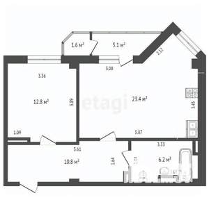 1-к квартира, вторичка, 55м2, 8/19 этаж