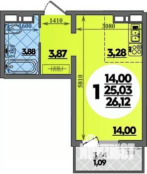Студия квартира, строящийся дом, 26м2, 6/18 этаж