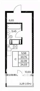 Студия квартира, вторичка, 24м2, 16/25 этаж