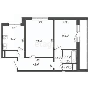 2-к квартира, вторичка, 52м2, 7/9 этаж