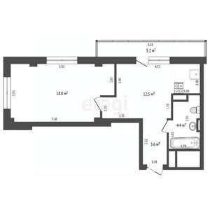 1-к квартира, вторичка, 39м2, 3/9 этаж