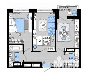 2-к квартира, вторичка, 54м2, 15/24 этаж