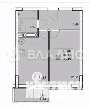 1-к квартира, вторичка, 39м2, 3/9 этаж