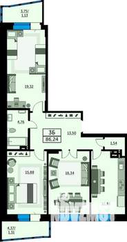 3-к квартира, вторичка, 86м2, 6/12 этаж