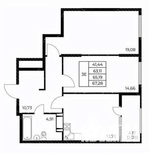 2-к квартира, вторичка, 67м2, 24/25 этаж
