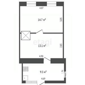 2-к квартира, вторичка, 33м2, 1/2 этаж