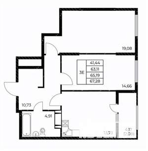 2-к квартира, вторичка, 67м2, 18/25 этаж