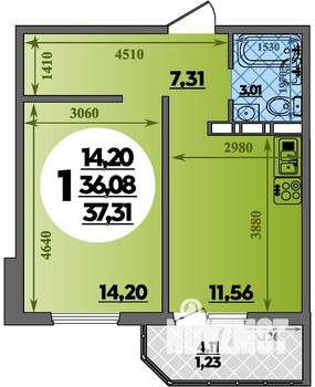 1-к квартира, вторичка, 37м2, 14/17 этаж
