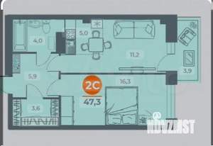 2-к квартира, вторичка, 47м2, 3/20 этаж