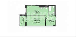 1-к квартира, вторичка, 55м2, 18/22 этаж