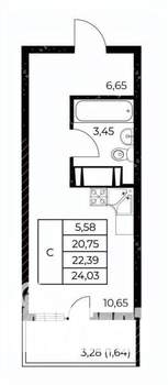 Студия квартира, вторичка, 24м2, 4/25 этаж