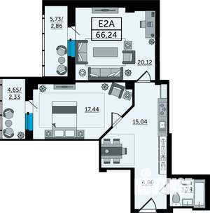 2-к квартира, вторичка, 66м2, 13/25 этаж