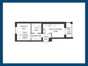1-к квартира, вторичка, 45м2, 5/8 этаж