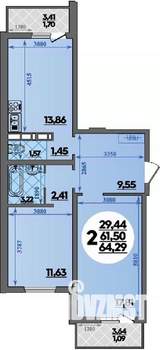 2-к квартира, вторичка, 64м2, 12/18 этаж