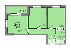 2-к квартира, вторичка, 58м2, 3/16 этаж