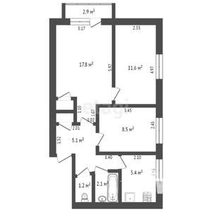 3-к квартира, вторичка, 58м2, 2/5 этаж