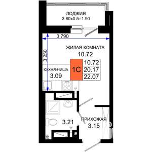 Студия квартира, вторичка, 22м2, 20/25 этаж