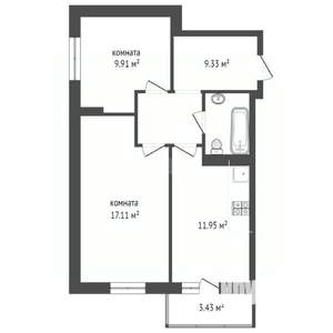 2-к квартира, вторичка, 52м2, 7/10 этаж