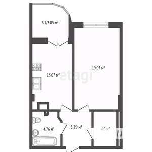 1-к квартира, вторичка, 49м2, 4/7 этаж