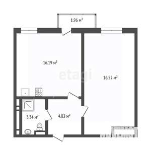 1-к квартира, вторичка, 43м2, 7/25 этаж