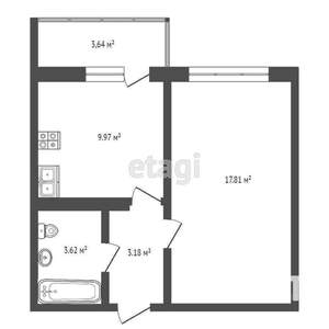 1-к квартира, вторичка, 38м2, 17/18 этаж