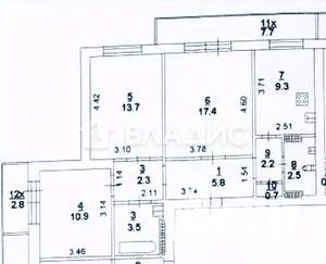 3-к квартира, вторичка, 71м2, 8/17 этаж