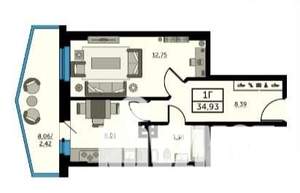 1-к квартира, вторичка, 35м2, 15/24 этаж