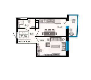 1-к квартира, вторичка, 36м2, 8/32 этаж