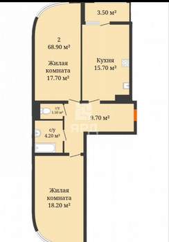 2-к квартира, вторичка, 70м2, 2/19 этаж