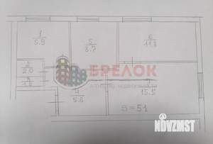 3-к квартира, вторичка, 51м2, 1/5 этаж