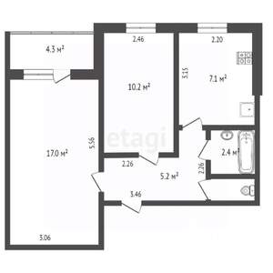 2-к квартира, вторичка, 45м2, 4/9 этаж