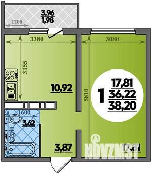 1-к квартира, вторичка, 38м2, 10/17 этаж