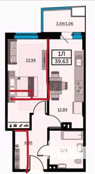 1-к квартира, вторичка, 40м2, 23/24 этаж