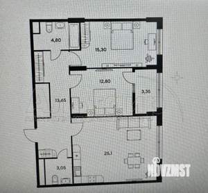 2-к квартира, вторичка, 78м2, 10/25 этаж