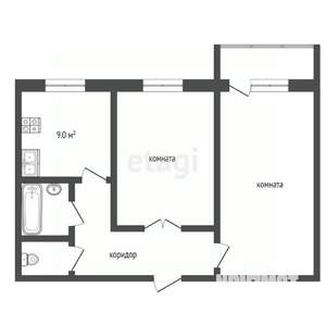 2-к квартира, вторичка, 52м2, 8/9 этаж