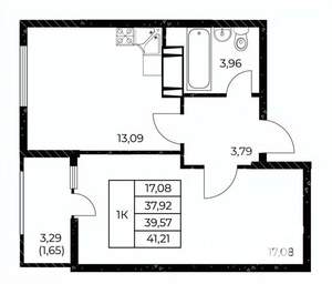 1-к квартира, вторичка, 41м2, 16/25 этаж