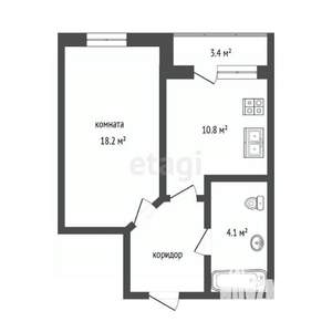 1-к квартира, вторичка, 41м2, 11/12 этаж