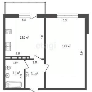 1-к квартира, вторичка, 37м2, 8/18 этаж