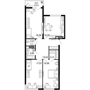 3-к квартира, вторичка, 94м2, 10/10 этаж