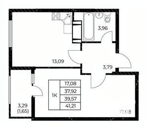 1-к квартира, вторичка, 41м2, 12/25 этаж