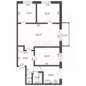 4-к квартира, вторичка, 60м2, 3/5 этаж