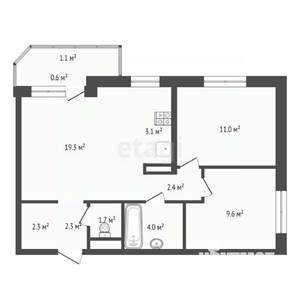 2-к квартира, вторичка, 58м2, 6/12 этаж