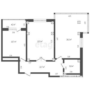 2-к квартира, вторичка, 79м2, 14/18 этаж