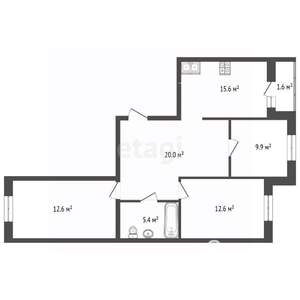 3-к квартира, вторичка, 79м2, 2/23 этаж